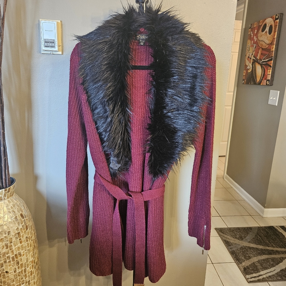 Thalia Sodi Faux fur wrap cardigan sz XL